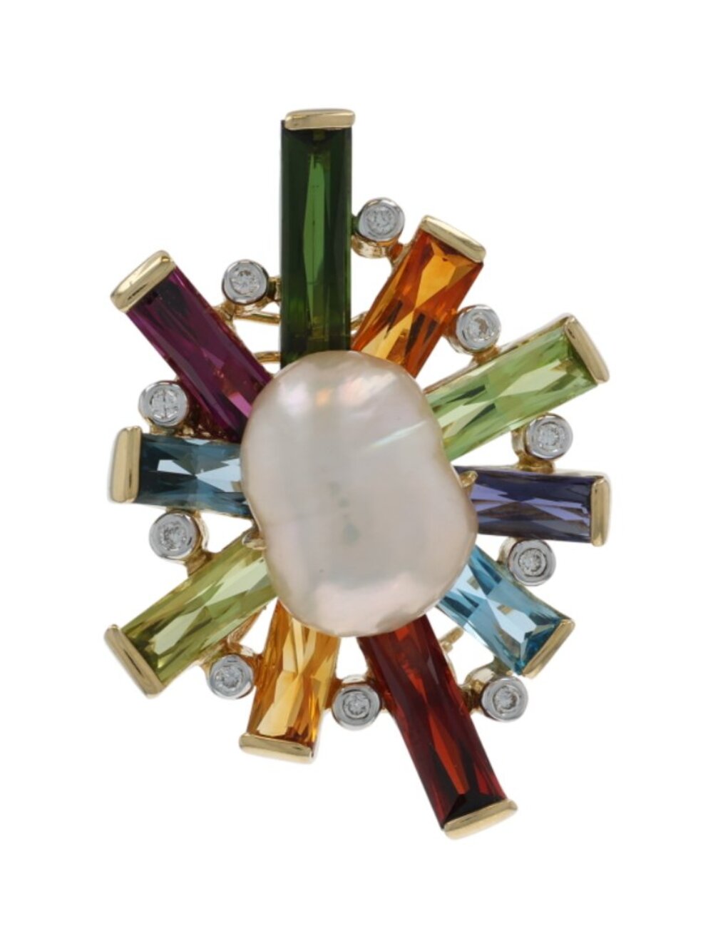 Bellarri Pearl Enhancer Pendant/Brooch - Yellow Gold 18k .10ctw Pin